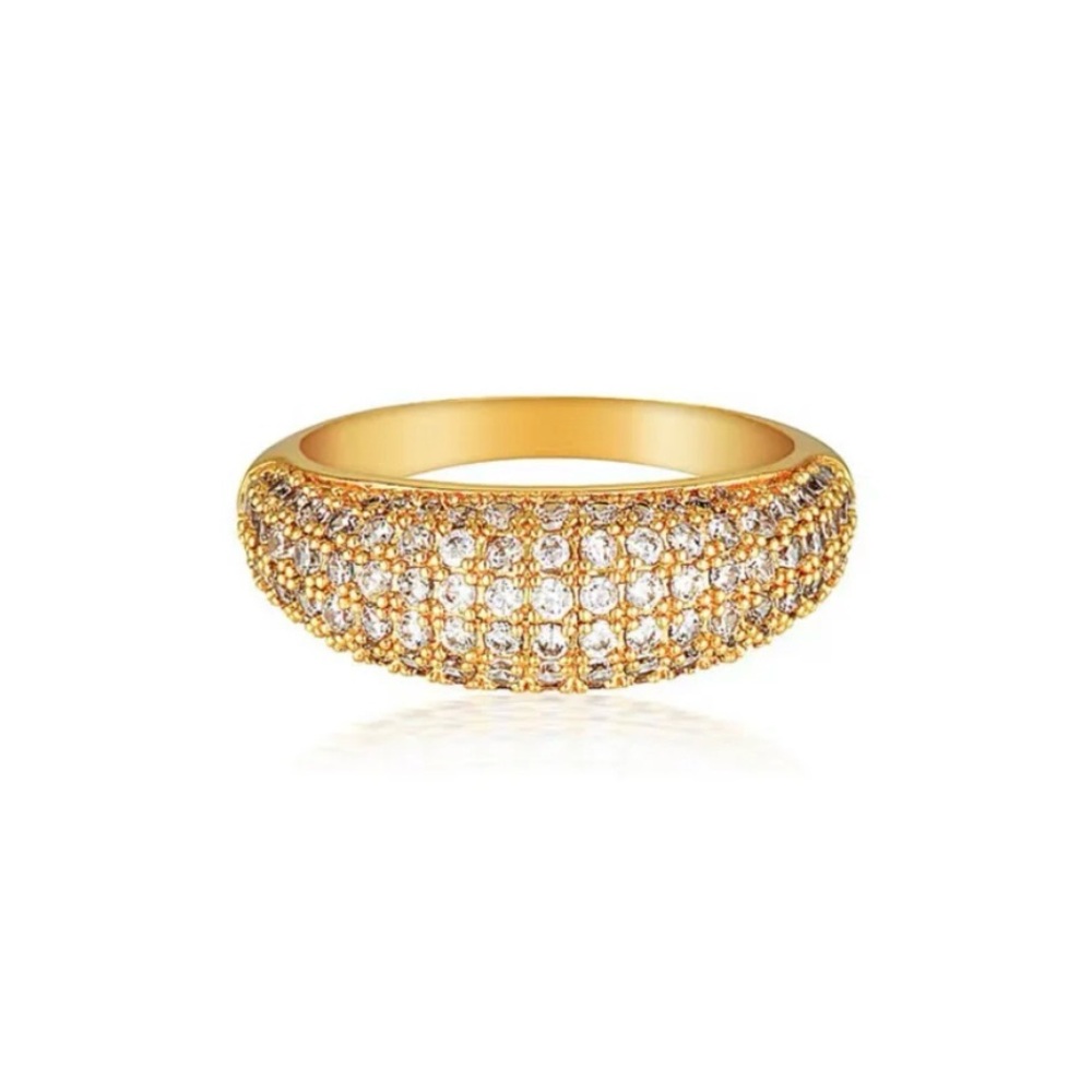 MARELIS Gold Dome Ring | Statement Chunky Ring | Cubic Zirconia Band